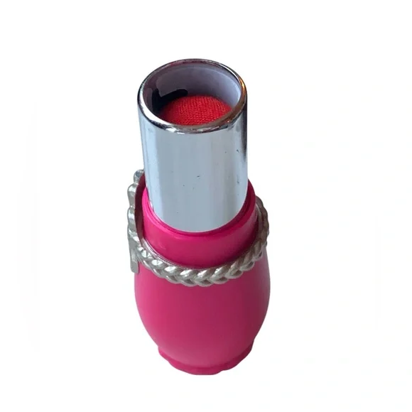 Hot Pink Sewing Needle Lipstick Pin Cushion Retractable NEW - Picture 4 of 5